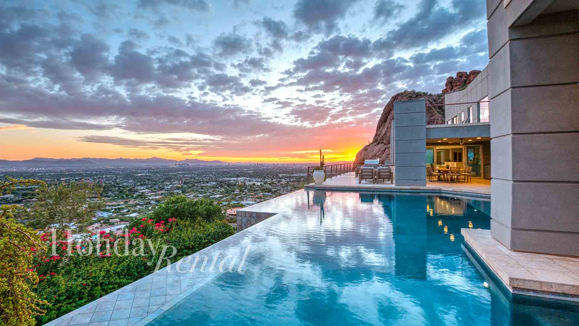 luxury pool with city views on camelback mountain