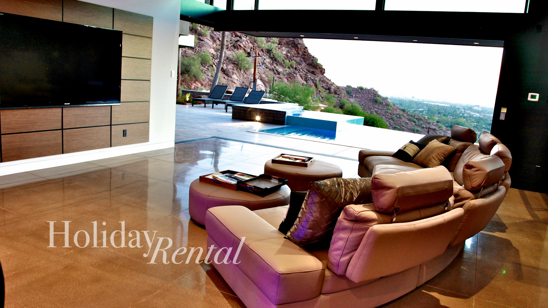 vacation rental living room with stunning views