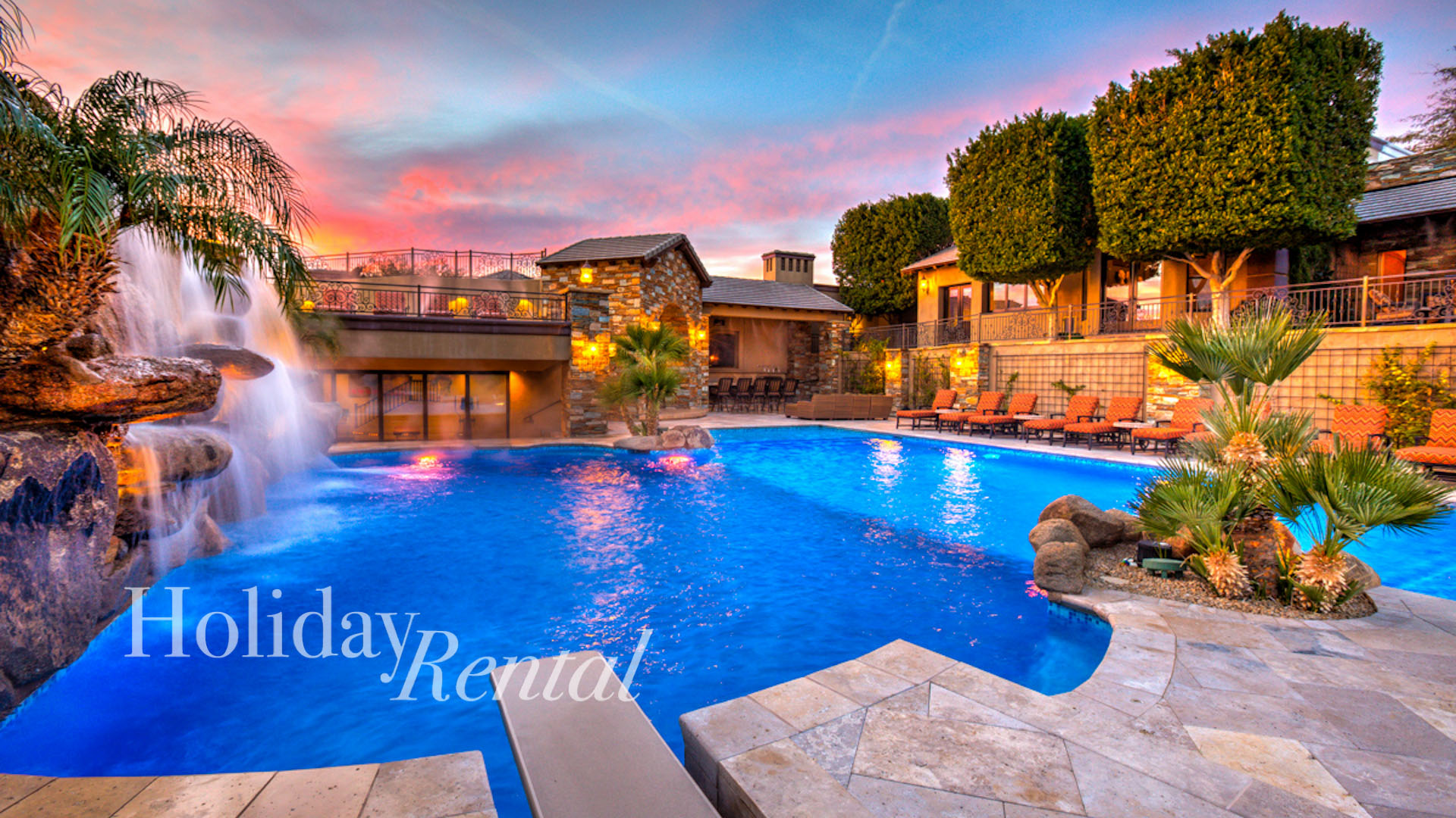 luxury pool with waterfall scottsdale arizona